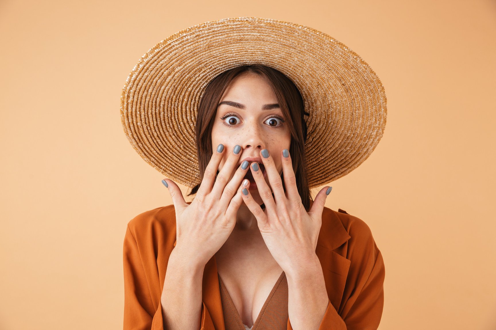 Beautiful Young Woman Wearing Straw Hat